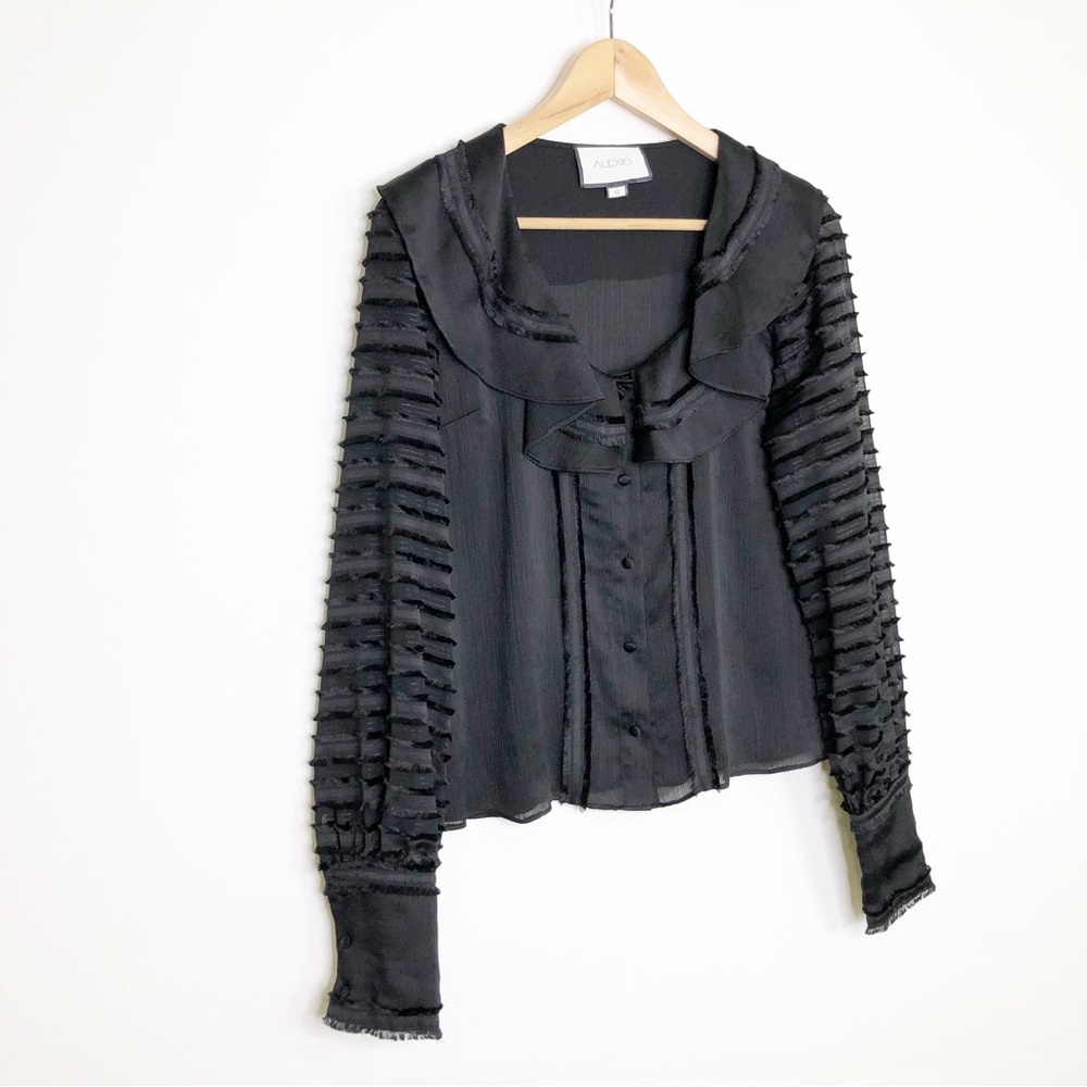 Alexis Black Ruffled Button-Front Blouse - Picture 9 of 9